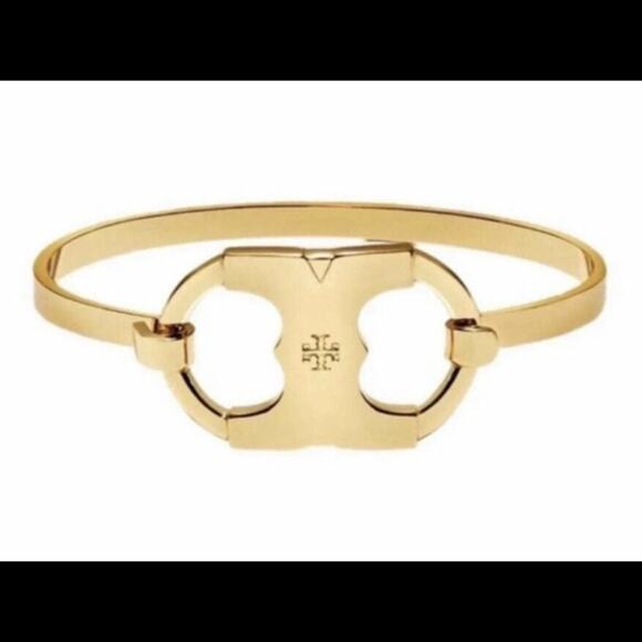 Tory Burch Gold Gemini Petite Hinge Bangle Bracelet - Picture 6 of 8